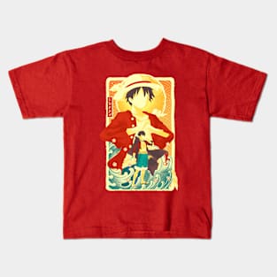 Great Wave Luffy Kids T-Shirt